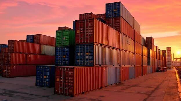 Container stacks inside a logistics yard